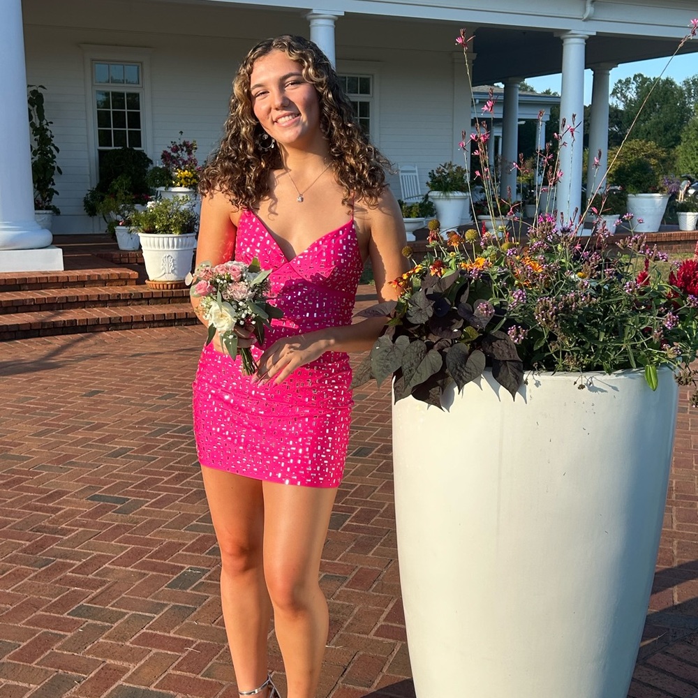 B Darlin Hot Pink Sequin Mini Dress